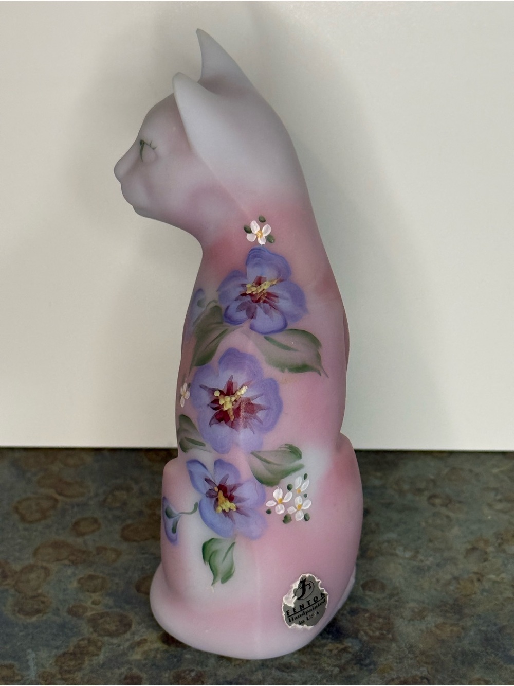 Fenton Hand painted Burmese Satin Glass Cat Figurine - Picture 2 of 7